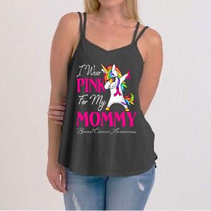 I Wear Pink For My Mommy Unicorn Breast Cancer Awareness Women's Strappy Tank