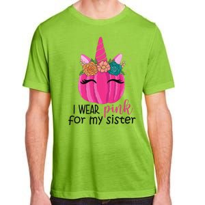 I Wear Pink For My Sister Breast Cancer Awareness Pumpkin Unicorn Adult ChromaSoft Performance T-Shirt