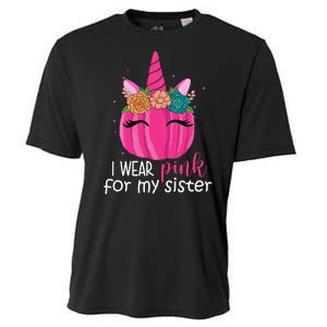 I Wear Pink For My Sister Breast Cancer Awareness Pumpkin Unicorn Cooling Performance Crew T-Shirt