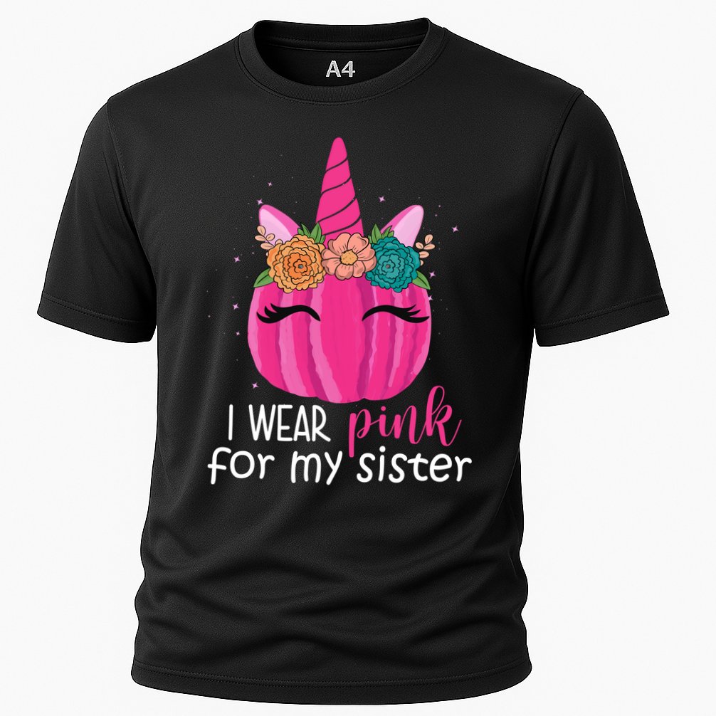 I Wear Pink For My Sister Breast Cancer Awareness Pumpkin Unicorn Performance Shirt
