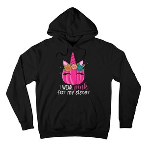 I Wear Pink For My Sister Breast Cancer Awareness Pumpkin Unicorn Hoodie