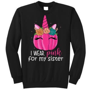 I Wear Pink For My Sister Breast Cancer Awareness Pumpkin Unicorn Sweatshirt