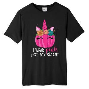 I Wear Pink For My Sister Breast Cancer Awareness Pumpkin Unicorn Tall Fusion ChromaSoft Performance T-Shirt