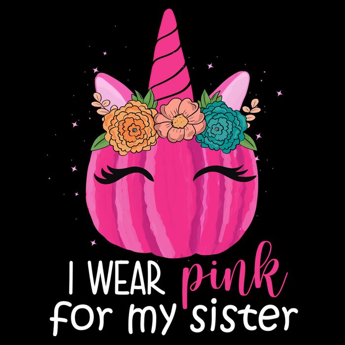 I Wear Pink For My Sister Breast Cancer Awareness Pumpkin Unicorn Bucket Hat