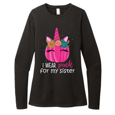 I Wear Pink For My Sister Breast Cancer Awareness Pumpkin Unicorn Womens CVC Long Sleeve Shirt