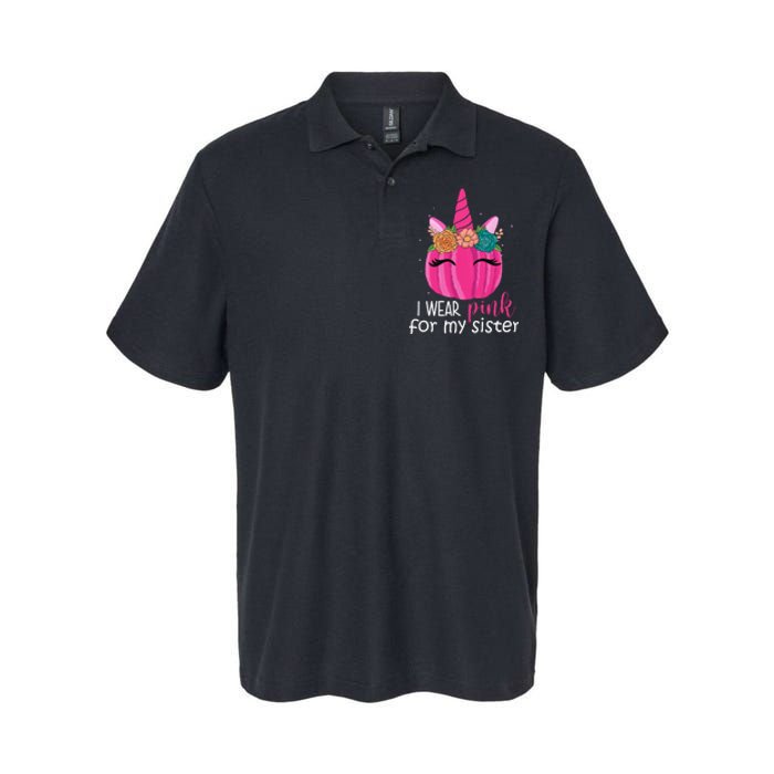 I Wear Pink For My Sister Breast Cancer Awareness Pumpkin Unicorn Softstyle Adult Sport Polo