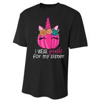 I Wear Pink For My Sister Breast Cancer Awareness Pumpkin Unicorn Performance Sprint T-Shirt