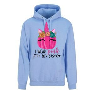 I Wear Pink For My Sister Breast Cancer Awareness Pumpkin Unicorn Unisex Surf Hoodie