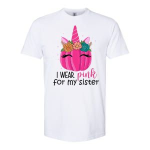 I Wear Pink For My Sister Breast Cancer Awareness Pumpkin Unicorn Softstyle CVC T-Shirt