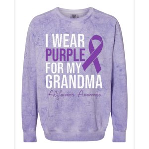 I Wear Purple For My Grandma Alzheimers Awareness Colorblast Crewneck Sweatshirt