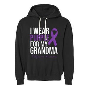 I Wear Purple For My Grandma Alzheimers Awareness Garment-Dyed Fleece Hoodie