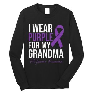 I Wear Purple For My Grandma Alzheimers Awareness Long Sleeve Shirt