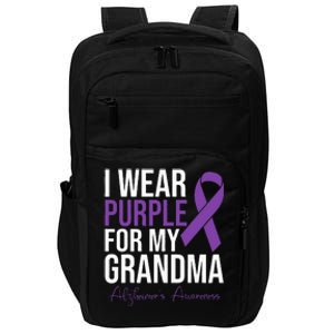 I Wear Purple For My Grandma Alzheimers Awareness Impact Tech Backpack