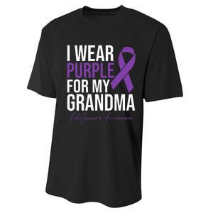 I Wear Purple For My Grandma Alzheimers Awareness Performance Sprint T-Shirt