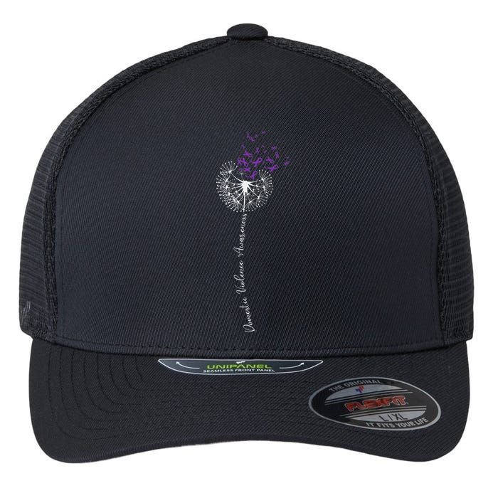 I Wear Purple For Domestic Violence Awareness Flexfit Unipanel Trucker Cap