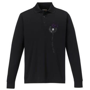 I Wear Purple For Domestic Violence Awareness Performance Long Sleeve Polo