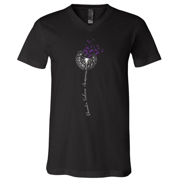 I Wear Purple For Domestic Violence Awareness V-Neck T-Shirt