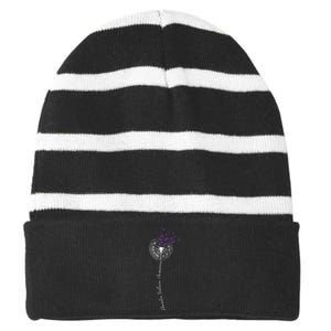 I Wear Purple For Domestic Violence Awareness Striped Beanie with Solid Band