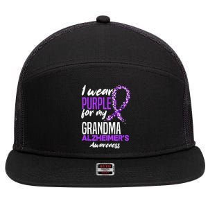 I Wear Purple For My Grandma Dementia Alzheimers Awareness 7 Panel Mesh Trucker Snapback Hat