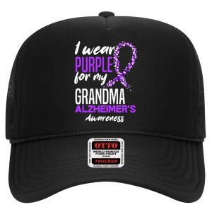 I Wear Purple For My Grandma Dementia Alzheimers Awareness High Crown Mesh Back Trucker Hat