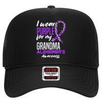 I Wear Purple For My Grandma Dementia Alzheimers Awareness High Crown Mesh Back Trucker Hat