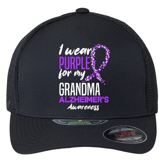 I Wear Purple For My Grandma Dementia Alzheimers Awareness Flexfit Unipanel Trucker Cap