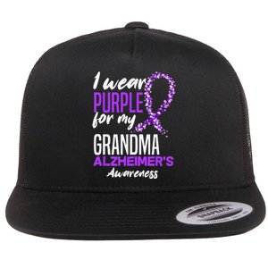 I Wear Purple For My Grandma Dementia Alzheimers Awareness Flat Bill Trucker Hat