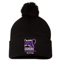 I Wear Purple For My Grandma Dementia Alzheimers Awareness Pom Pom 12in Knit Beanie