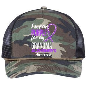 I Wear Purple For My Grandma Dementia Alzheimers Awareness Retro Rope Trucker Hat Cap