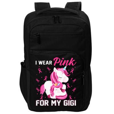 I Wear Pink For My Gigi Breast Cancer Awareness Unicorn Impact Tech Backpack