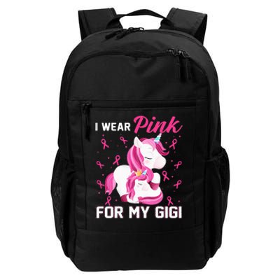 I Wear Pink For My Gigi Breast Cancer Awareness Unicorn Daily Commute Backpack