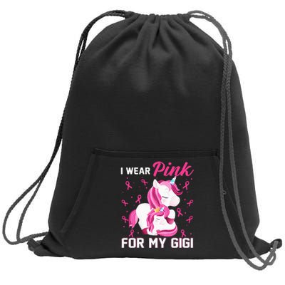 I Wear Pink For My Gigi Breast Cancer Awareness Unicorn Sweatshirt Cinch Pack Bag