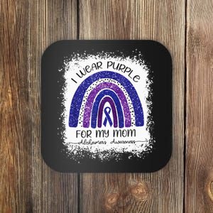 I Wear Purple For My Mom Alzheimers Awareness Boho Lover Coaster