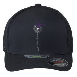 I Wear Purple For Domestic Violence Awareness Purple Ribbon Flexfit Unipanel Trucker Cap