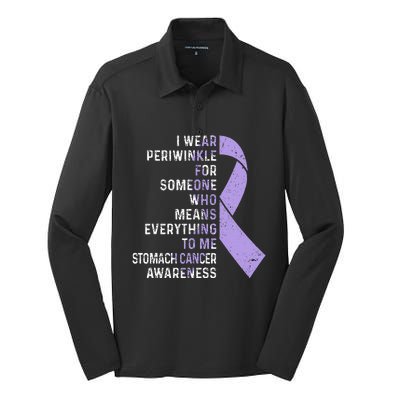 I Wear Periwinkle Ribbon Stomach Cancer Awareness  Silk Touch Performance Long Sleeve Polo