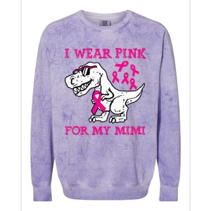 I Wear Pink For My Mimi Breast Cancer Awareness T Rex Dino Colorblast Crewneck Sweatshirt