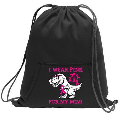 I Wear Pink For My Mimi Breast Cancer Awareness T Rex Dino Sweatshirt Cinch Pack Bag