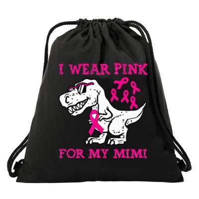 I Wear Pink For My Mimi Breast Cancer Awareness T Rex Dino Drawstring Bag