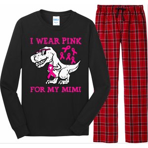 I Wear Pink For My Mimi Breast Cancer Awareness T Rex Dino Long Sleeve Pajama Set