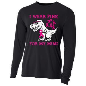 I Wear Pink For My Mimi Breast Cancer Awareness T Rex Dino Cooling Performance Long Sleeve Crew