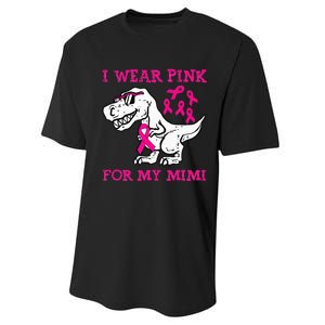 I Wear Pink For My Mimi Breast Cancer Awareness T Rex Dino Performance Sprint T-Shirt