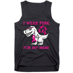 I Wear Pink For My Mimi Breast Cancer Awareness T Rex Dino Tank Top