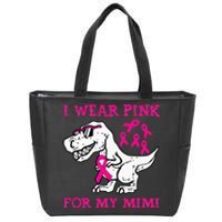 I Wear Pink For My Mimi Breast Cancer Awareness T Rex Dino Zip Tote Bag