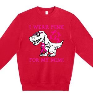 I Wear Pink For My Mimi Breast Cancer Awareness T Rex Dino Premium Crewneck Sweatshirt