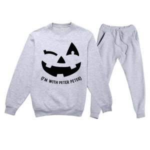 Im With Peter Couple Halloween Her Eater Pumpkin Premium Crewneck Sweatsuit Set