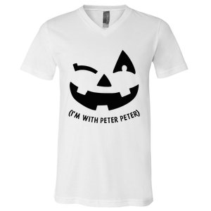 Im With Peter Couple Halloween Her Eater Pumpkin V-Neck T-Shirt