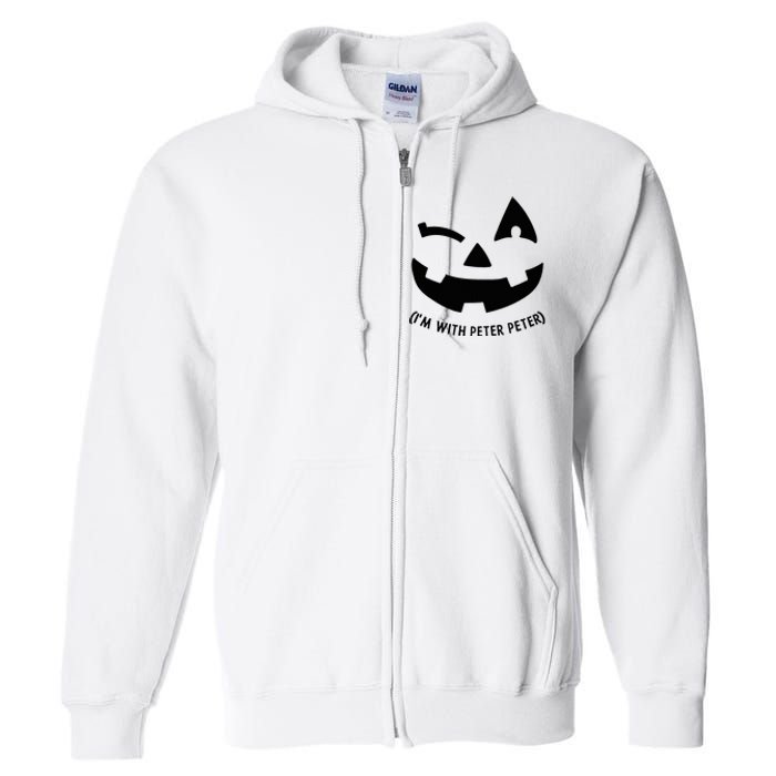 Im With Peter Couple Halloween Her Eater Pumpkin Full Zip Hoodie