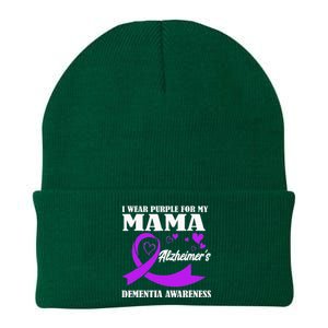 I Wear Purple For My Mom Alzheimers Dementia Awareness Knit Cap Winter Beanie