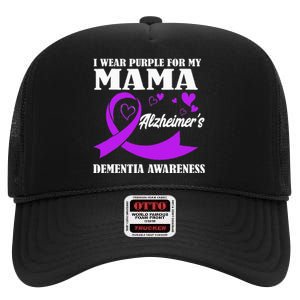 I Wear Purple For My Mom Alzheimers Dementia Awareness High Crown Mesh Back Trucker Hat