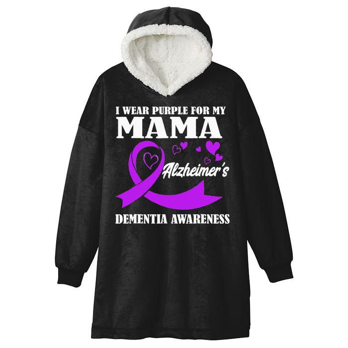 I Wear Purple For My Mom Alzheimers Dementia Awareness Hooded Wearable Blanket